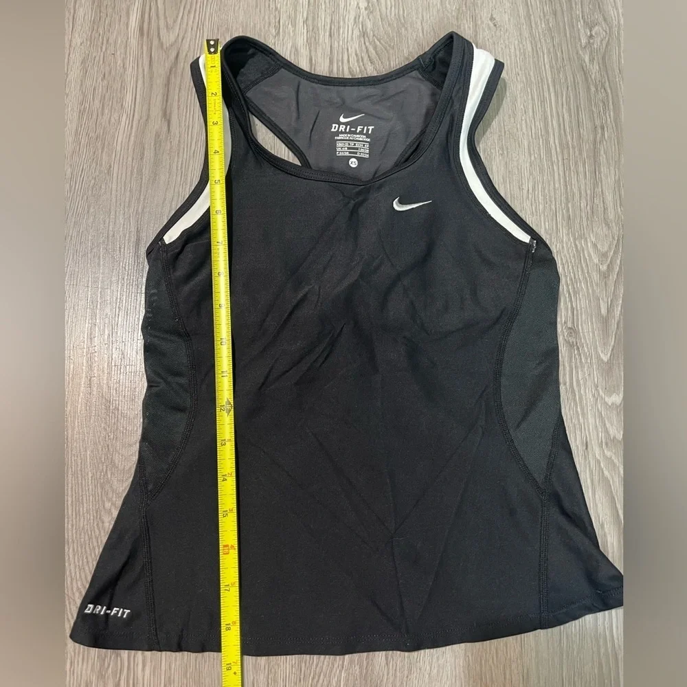 Nike Women's Black and White Dri-FIT Tank Top